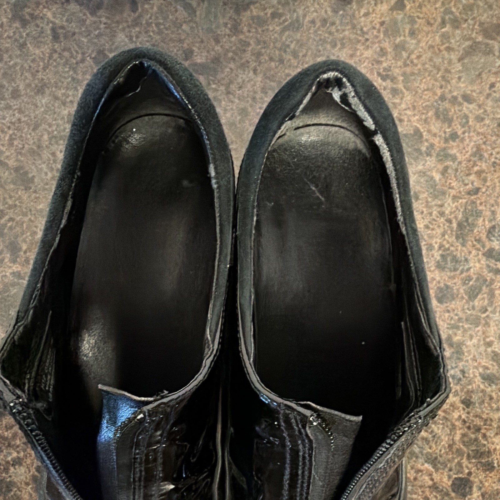 Cole Haan Women’s Black Patent Leather Waterproof Zip Wedge Sneaker 7B