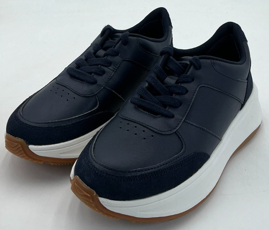 FitFlop F-MODE Flatform Women’s Size 5 Navy Leather Sneakers NWOB