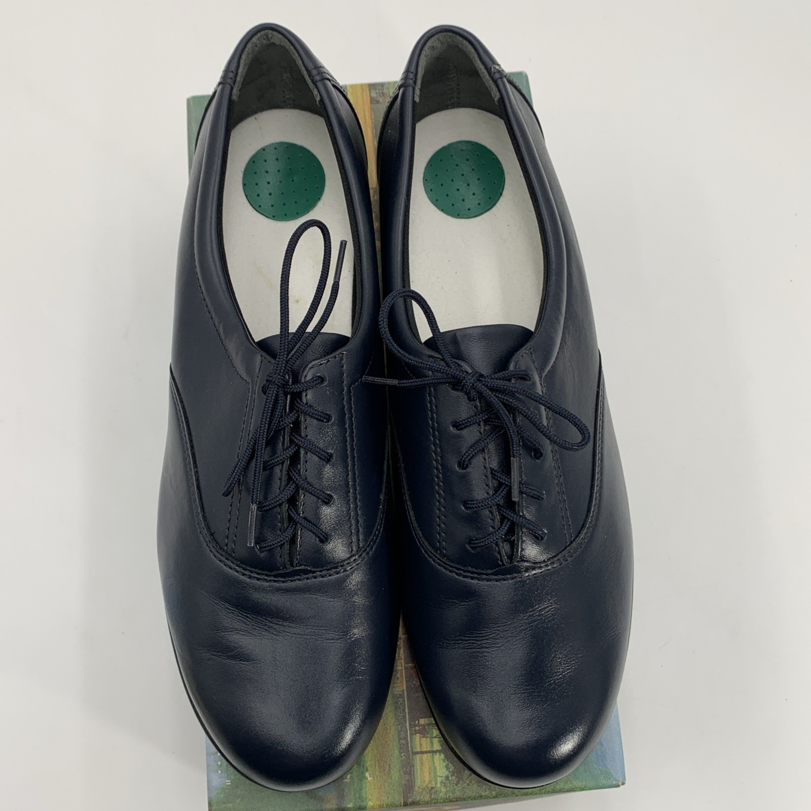 SAS Whisper Women’s 10N Navy Leather Lace-Up Shoes Tripad Comfort No Insoles New