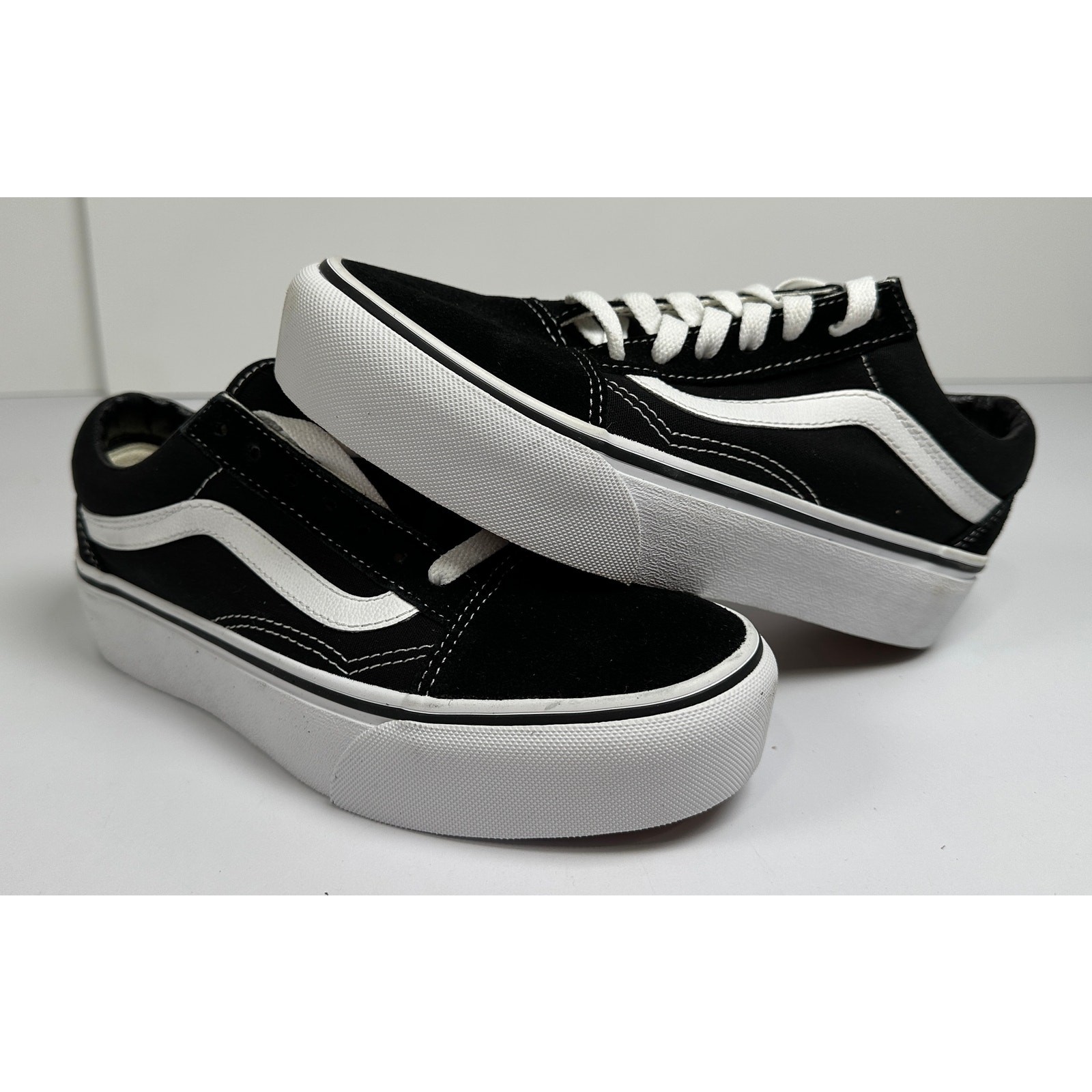 VANS UNISEX SHOES OLD SKOOL PLATFOR SNEAKER BLACK/WHITE SIZE M5 W6.5 NIB #024S
