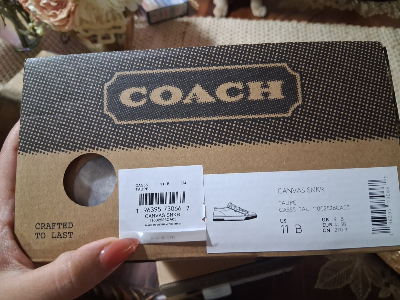 COACH Canvas SNKR Taupe Signature Logo Lace-Up Sneaker Women’s US 11 B