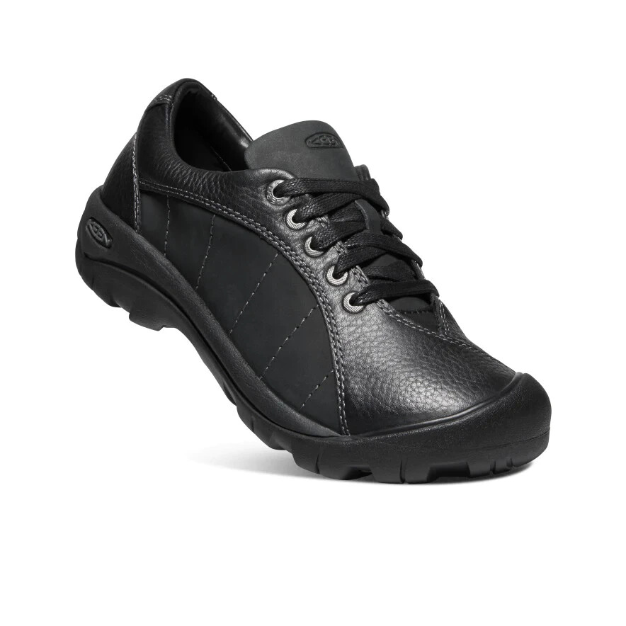 Keen Presidio Leather Hiking Walking Comfort Sneakers Lace Up Black Women US6.5