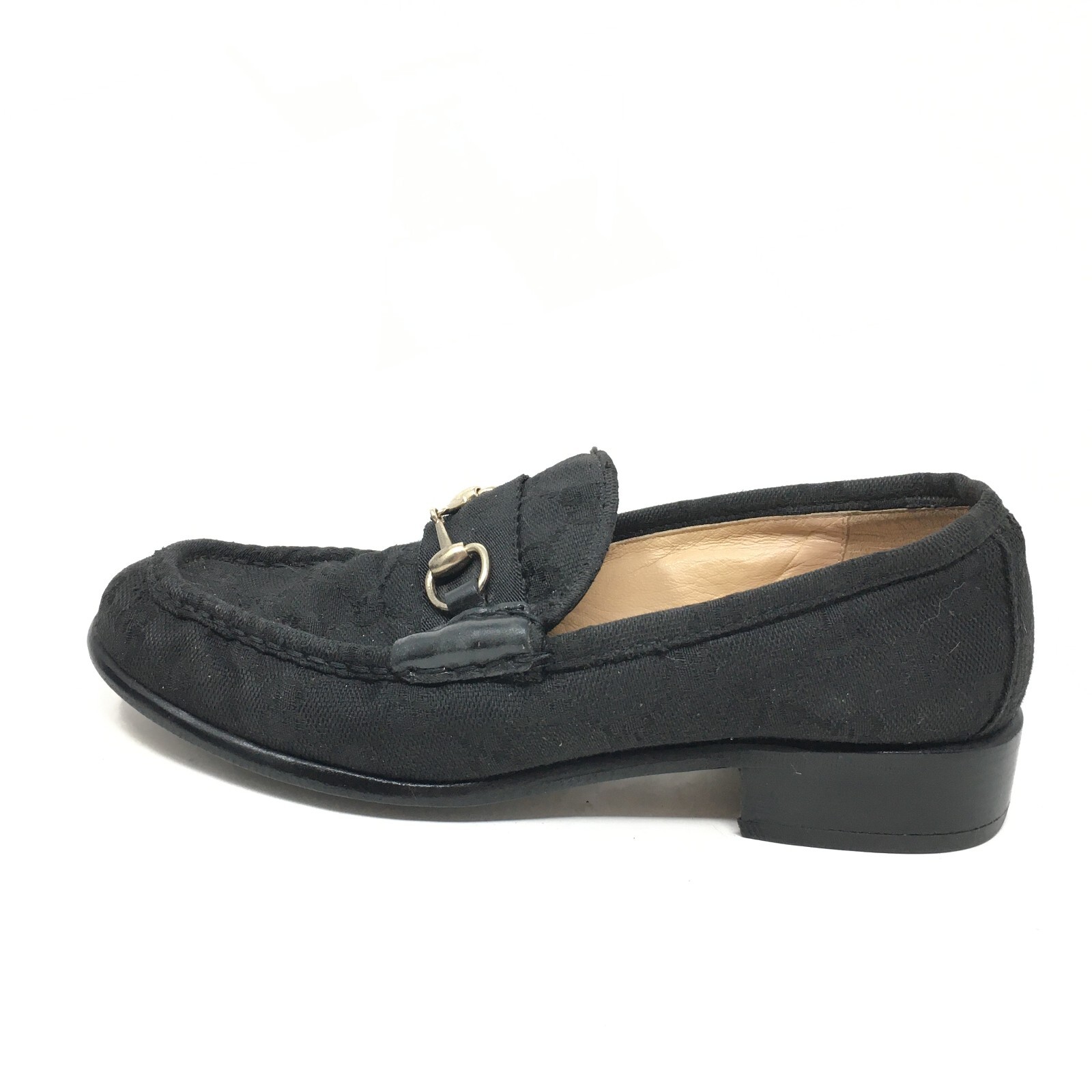 Gucci GG Monogram Horsebit Loafers Shoes Womens Size 6.5 Black Fabric Slip On