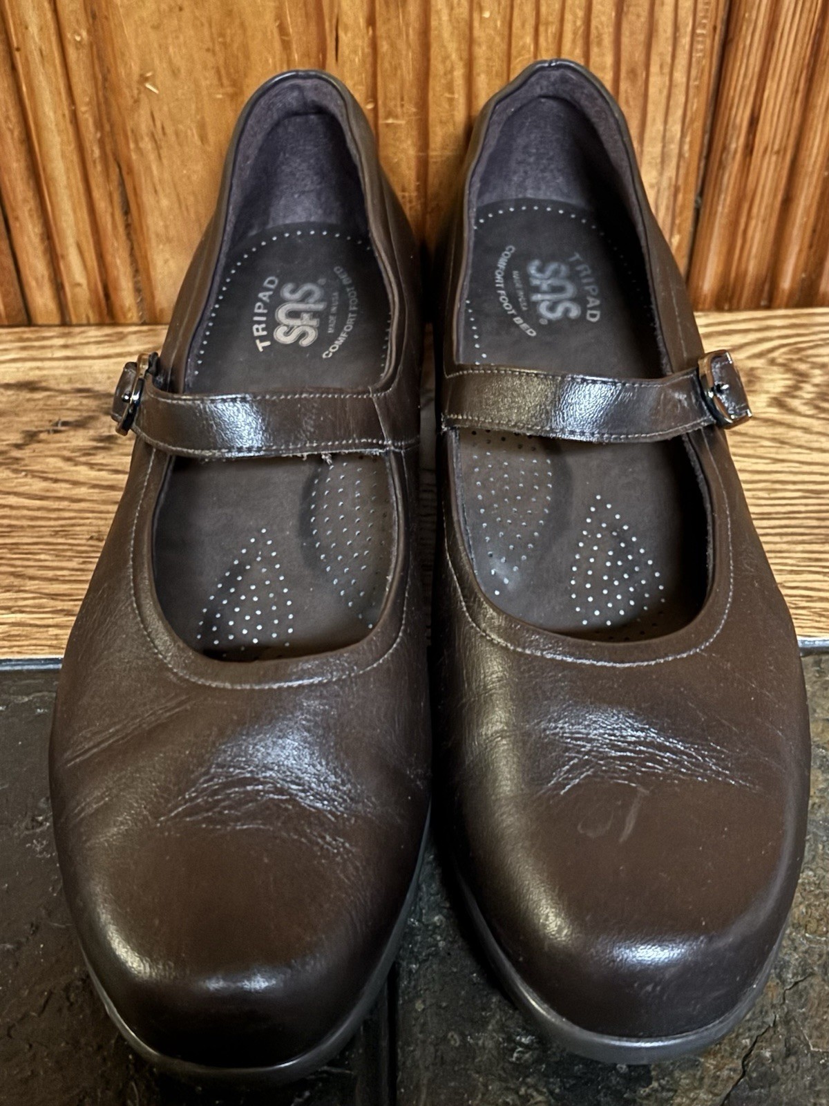 New SAS Maria Brown Leather Mary Jane Comfort Shoes Womens Size 10 M No Box