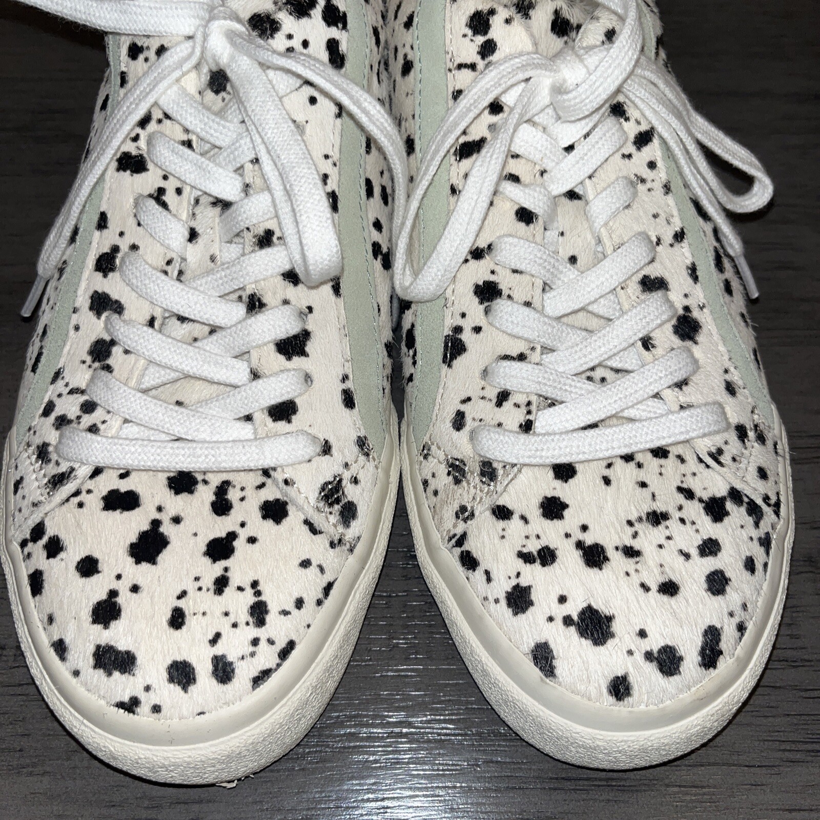 Madewell MWL Calf Hair Sneaker Size 10 White Black Dalmatian Spot Leather Casual