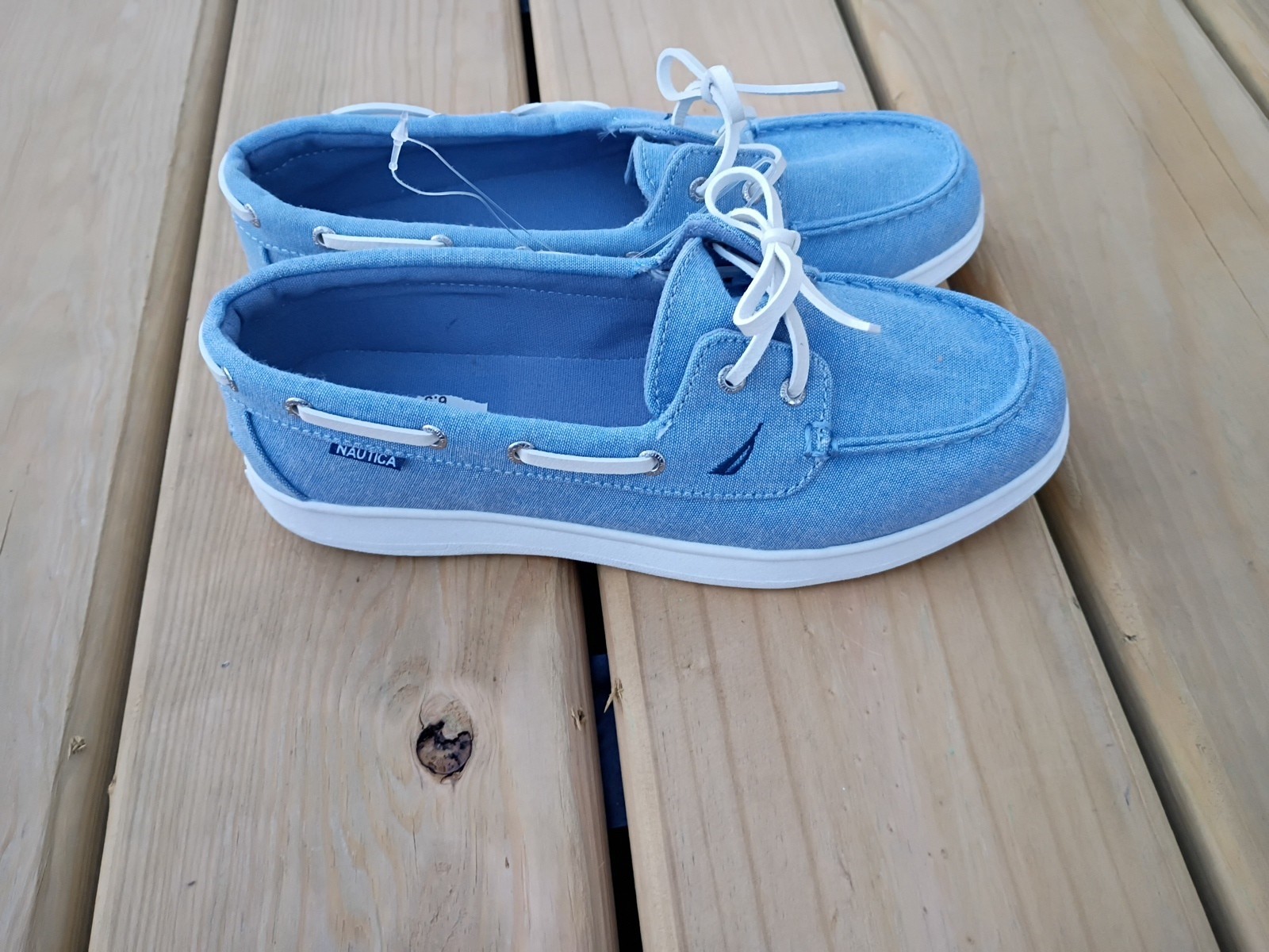 Nautica Women’s Casual Boat Shoes Slip On Cushioned Insole Denim Color Size 7