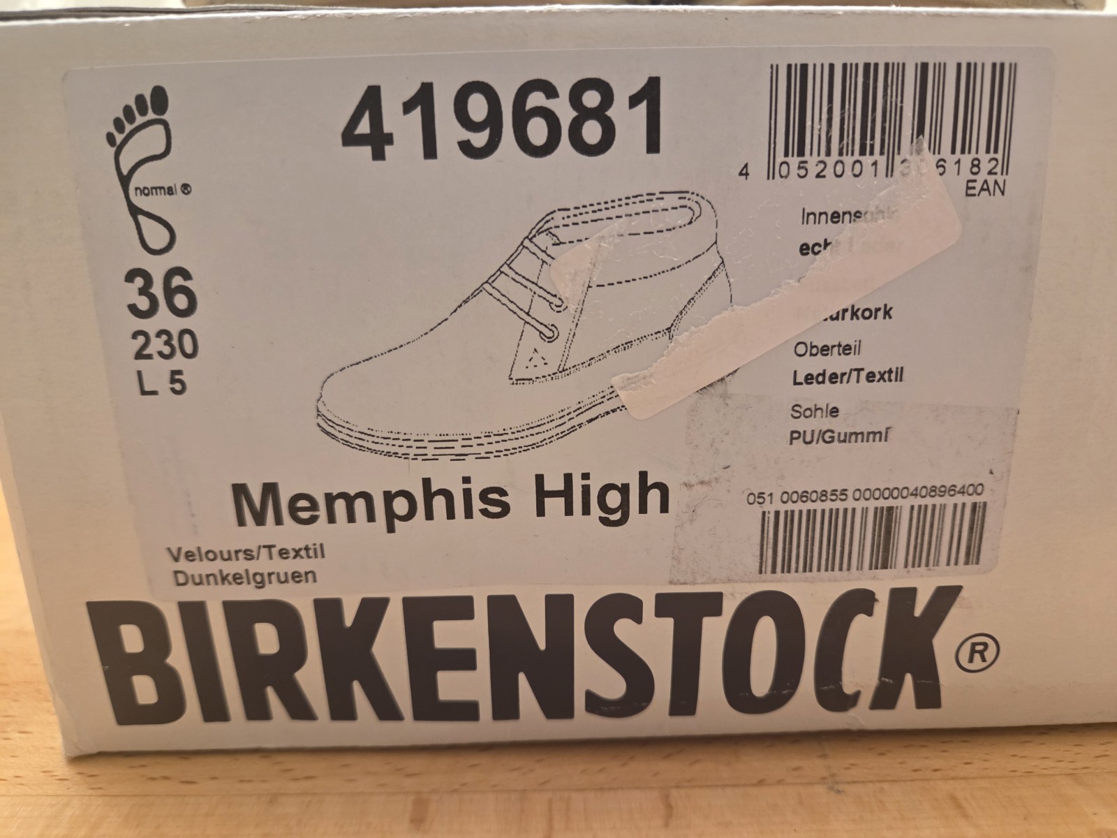 Birkenstock Memphis High Lace Up Shoes Boots Dark Green Suede/ Textile Size 36
