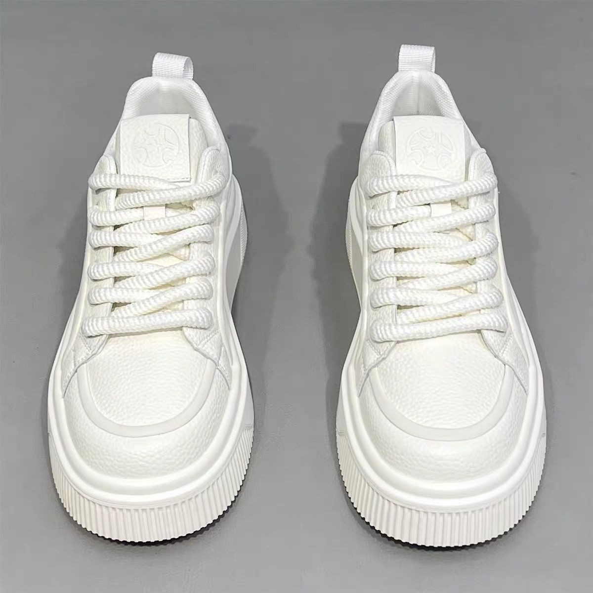 Men’s Trendy Light Luxury Low-top White Skate Shoes, Spring Platform Non-slip So