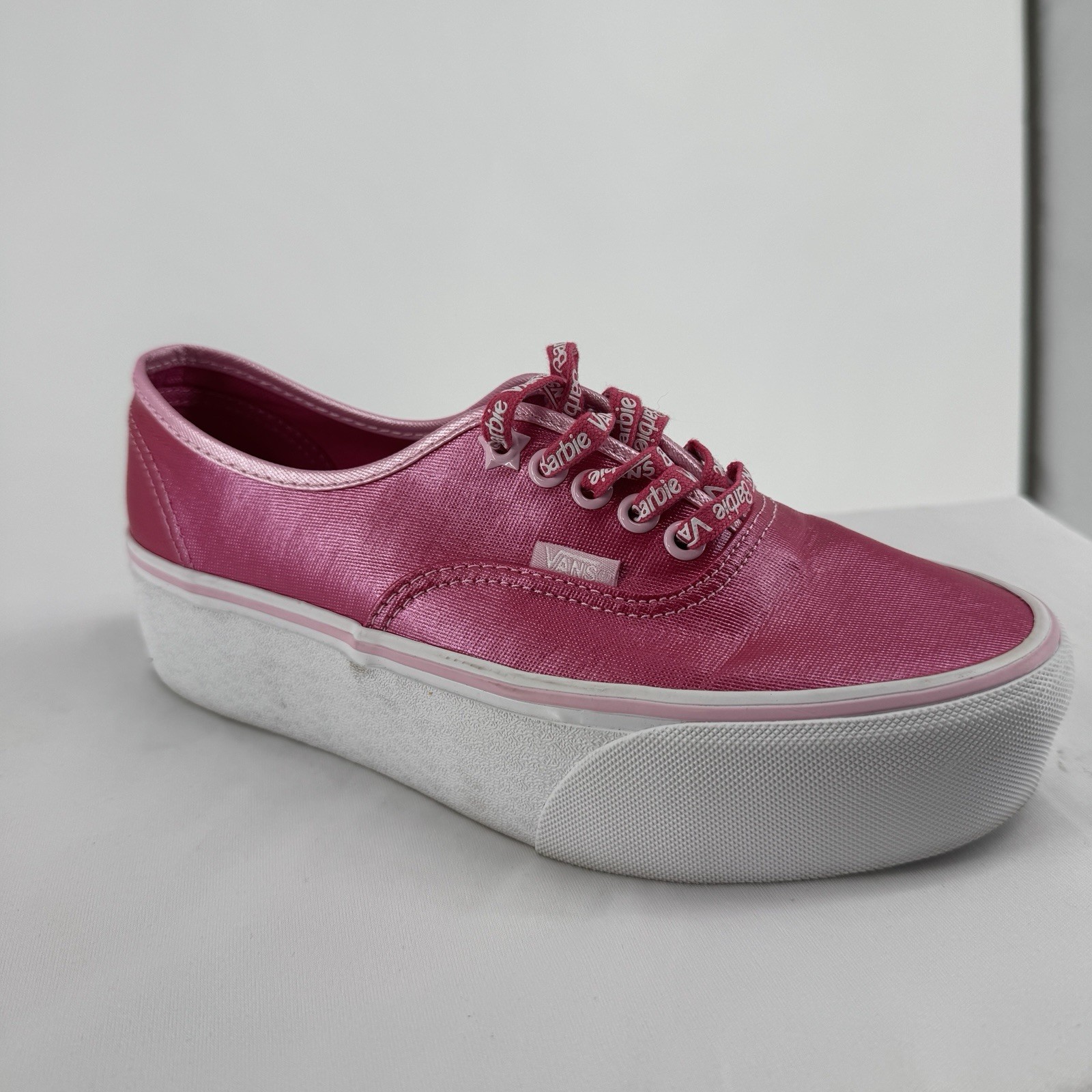 Barbie x Vans shoes womens 8 pink leather platform lace up preppy rare low top