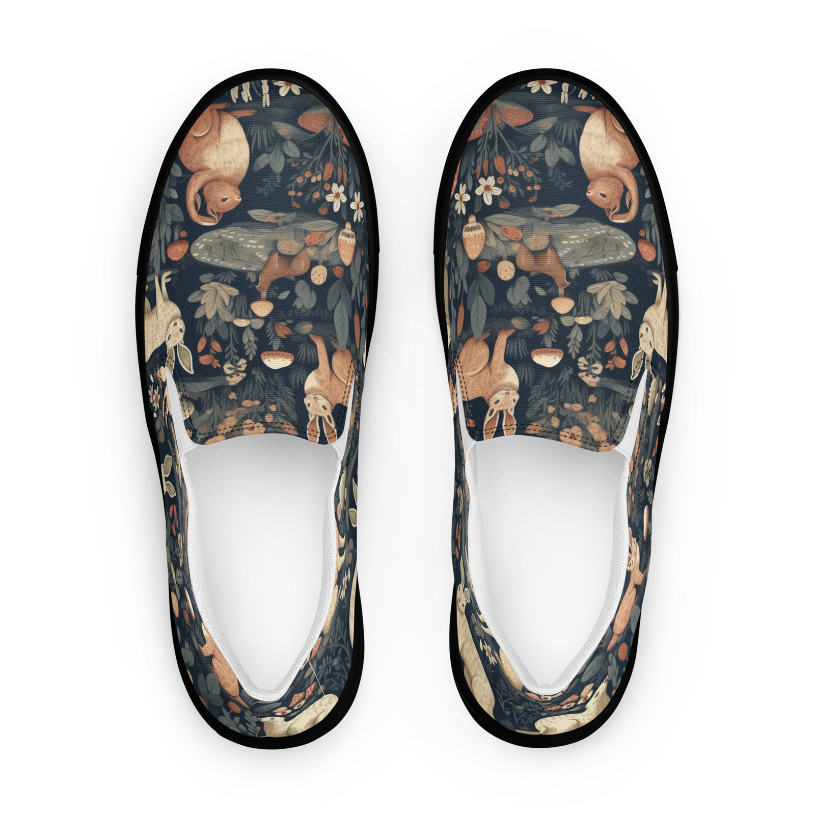 Cute Cottagecore Inspired Woodland Animals Forest Women’s slip-on canvas shoes