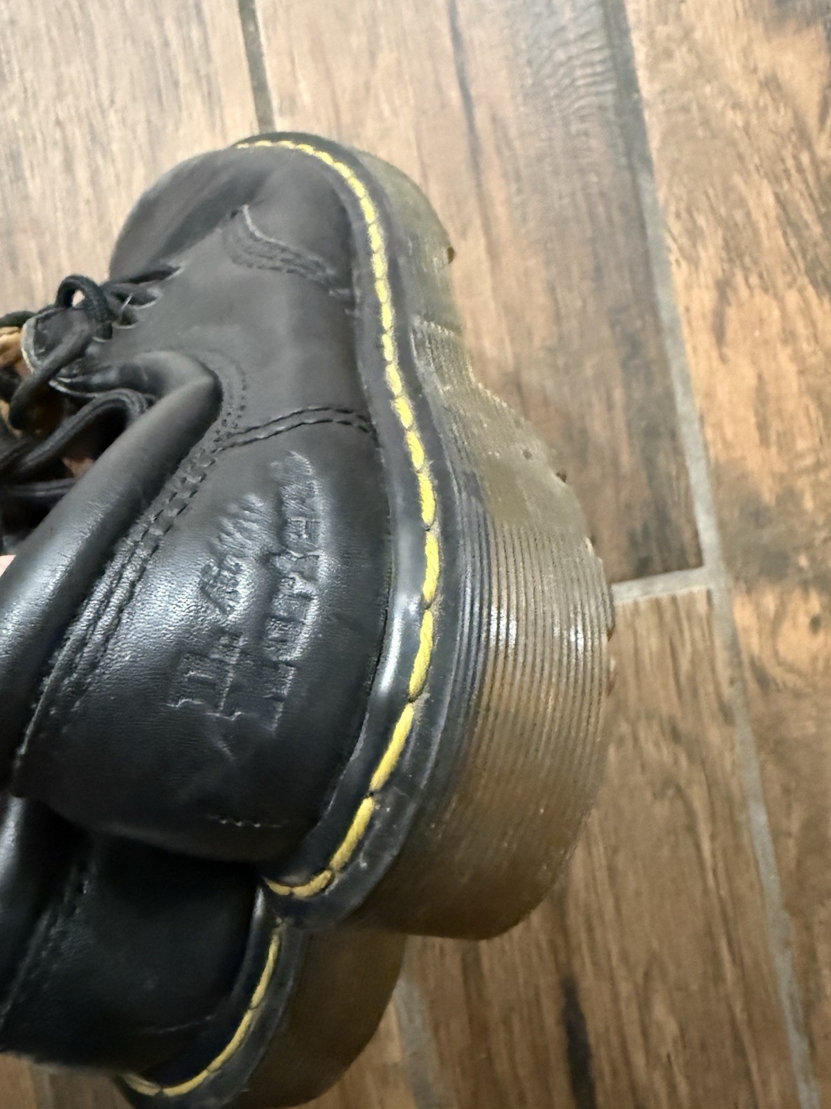 Dr Doc Martens Chunky Oxford Shoes Men 5 Women 6 Black Leather Lace Up 8053 Quad