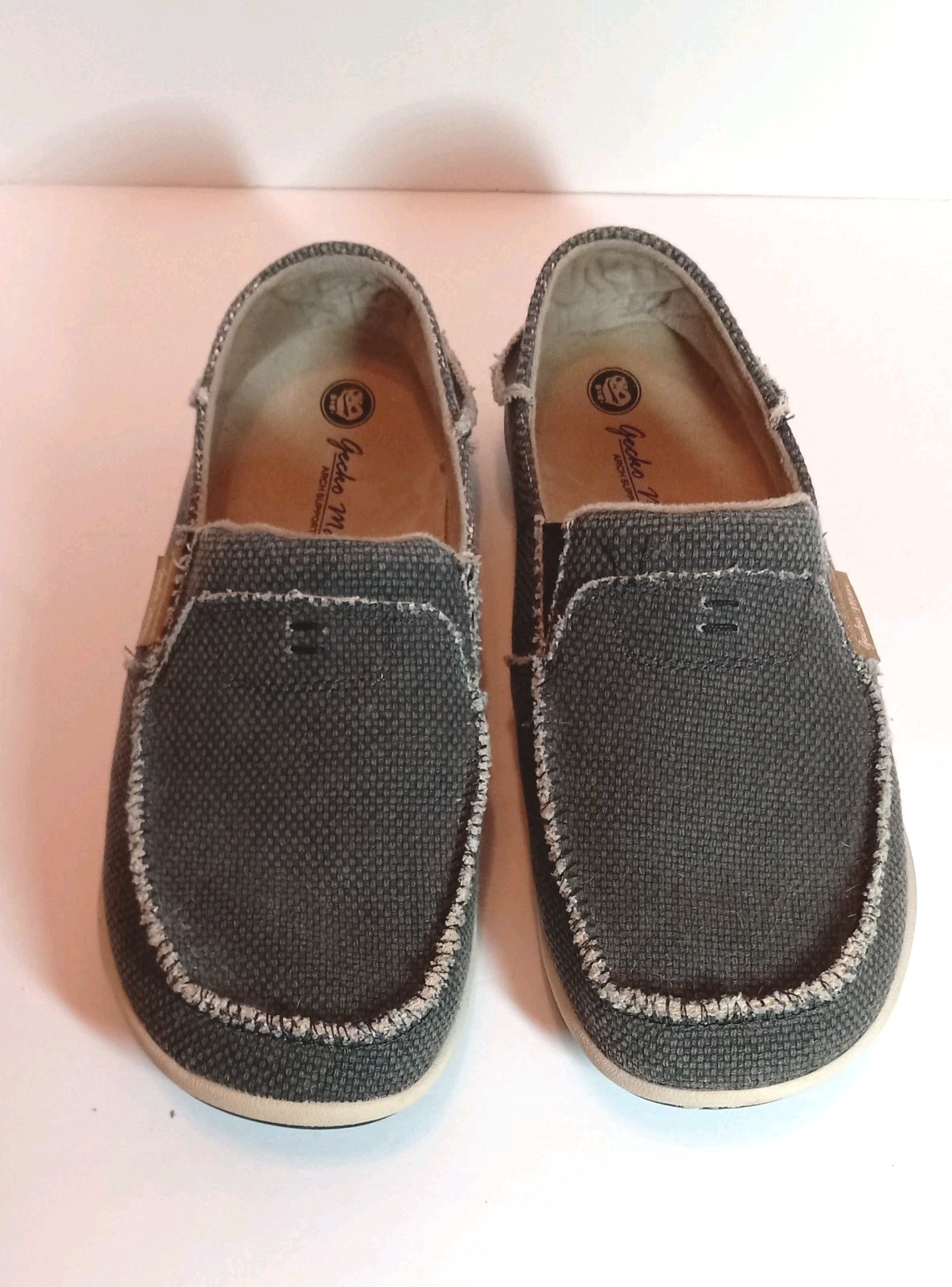 Womens Gray Canvas Shoes Size 9 Gecko Man Casual Slip-on Shoes Arch Support
