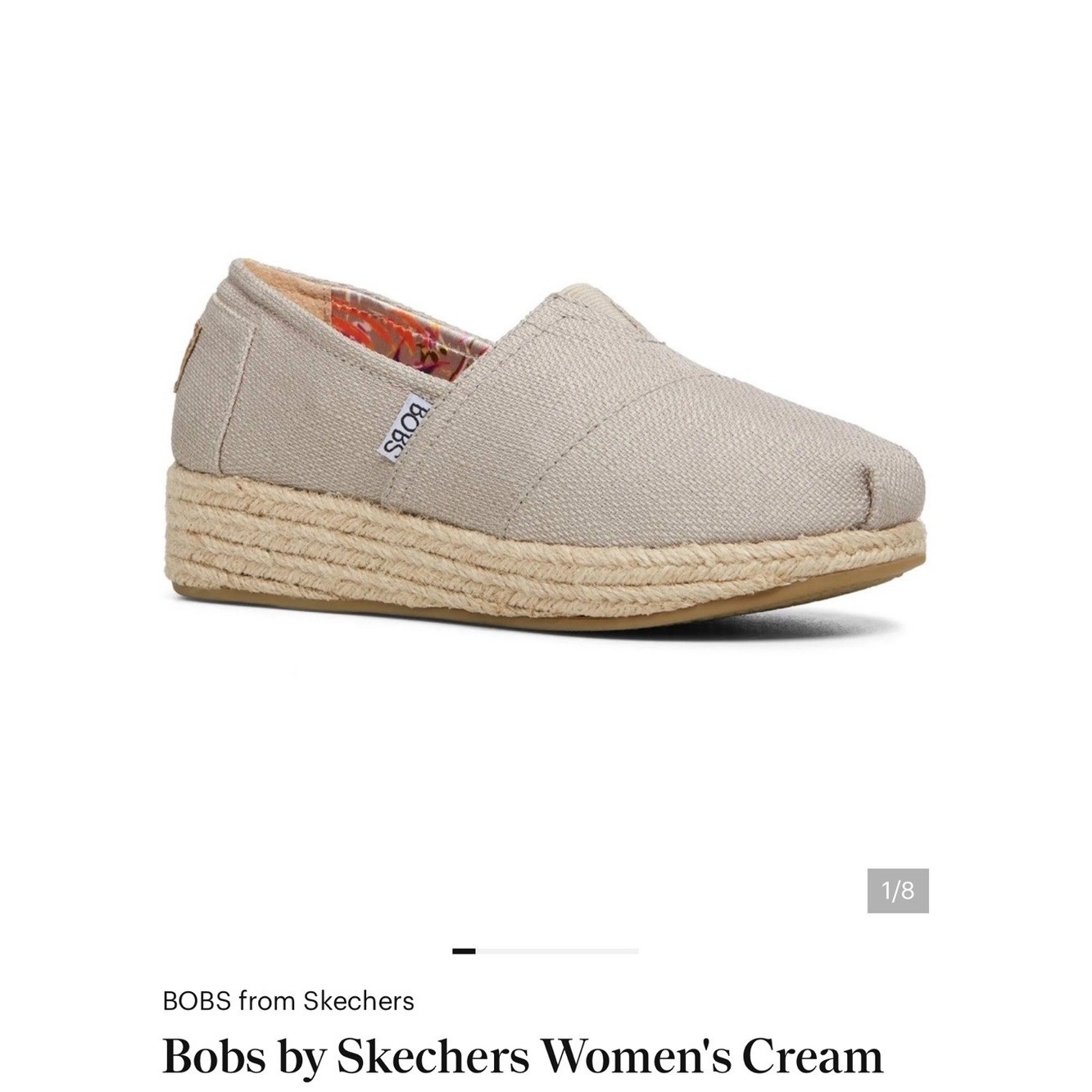 BOBS from Skechers Women’s Cream Canvas Espadrille Wedge Slip-On