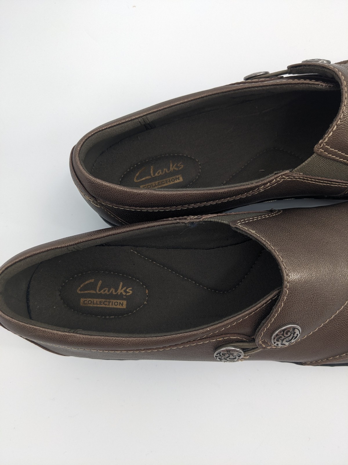 Clarks Ashland Lane Q Shoes Womens Size 10N Brown Pewter Loafer Comfort Slip On