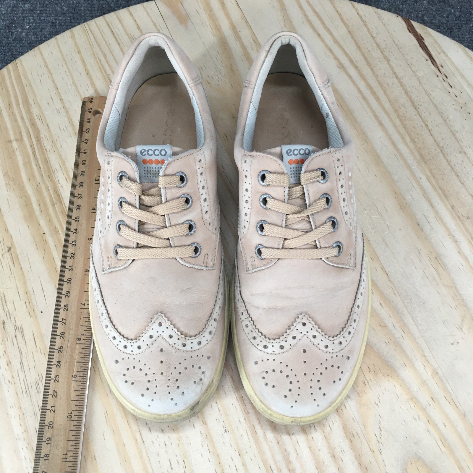 ECCO Shoes Womens 39 Hybrid Golf Sneakers Wingtip Pink Leather Round Toe Low Top