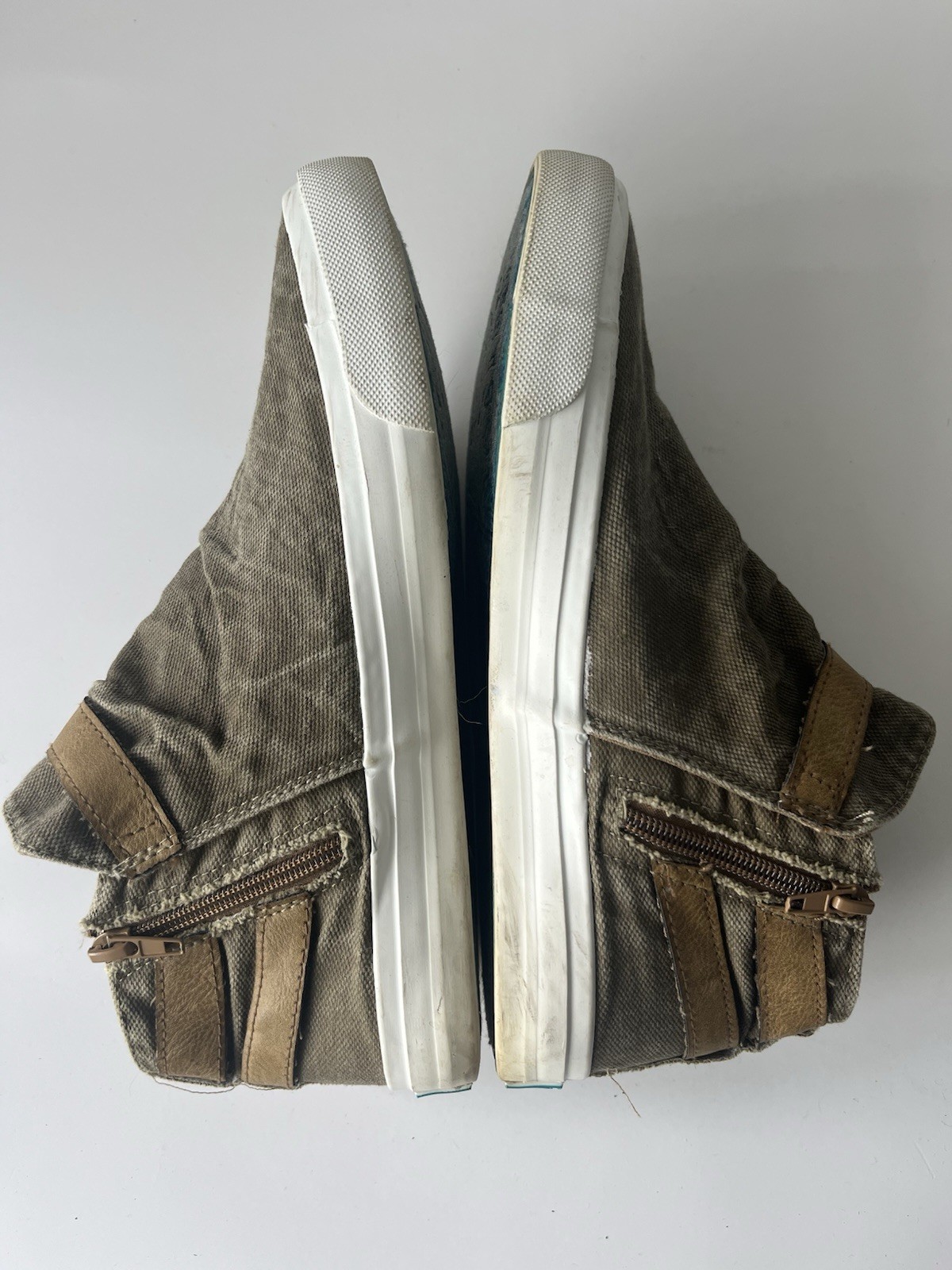 Blowfish Malibu Women’s Mondo Mid Top Canvas Sneakers Distressed Olive Khaki 9