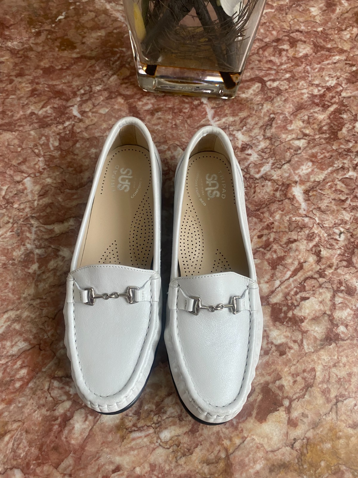 New SAS Tripad Women’s Metro Pearl White Leather Horse Bit Loafer Sz 8M, $194.95