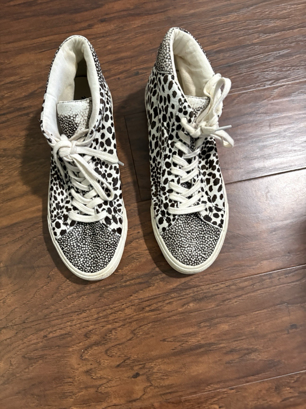 Madewell Women’s Sidewalk High-Top Spotted Genuine Calf Hair Sneakers Size 8.5