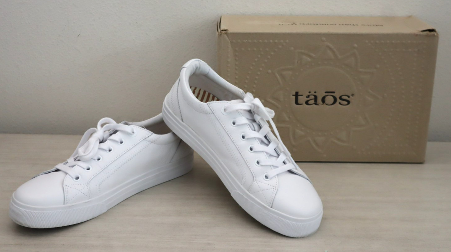 Taos PLX-13994A Women’s Sz 10.5M White Leather Plim Soul Lux Sneakers Shoes $170