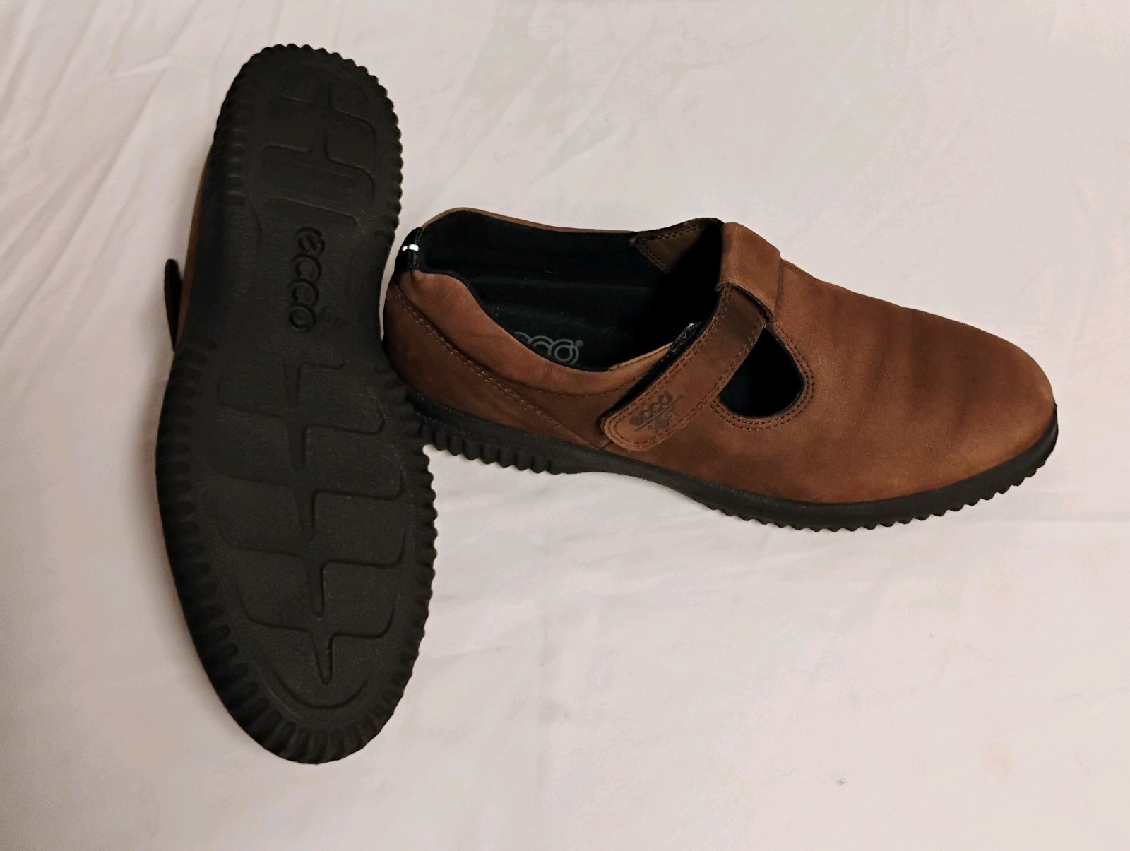 ECCO Soft Leather Mary Jane Comfort Shoes Brown EU 40 US 9 Women’s Hook Loop