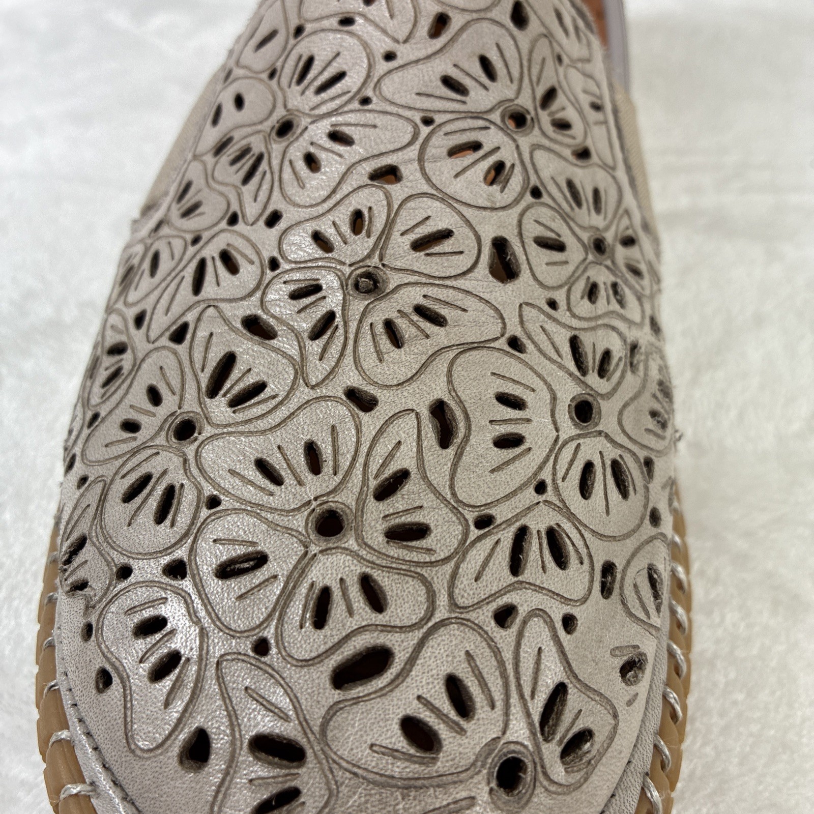 Spring Step Jookin Womens Slip On Shoes Grey Laser Cut Leather 41/ US 9.5-10