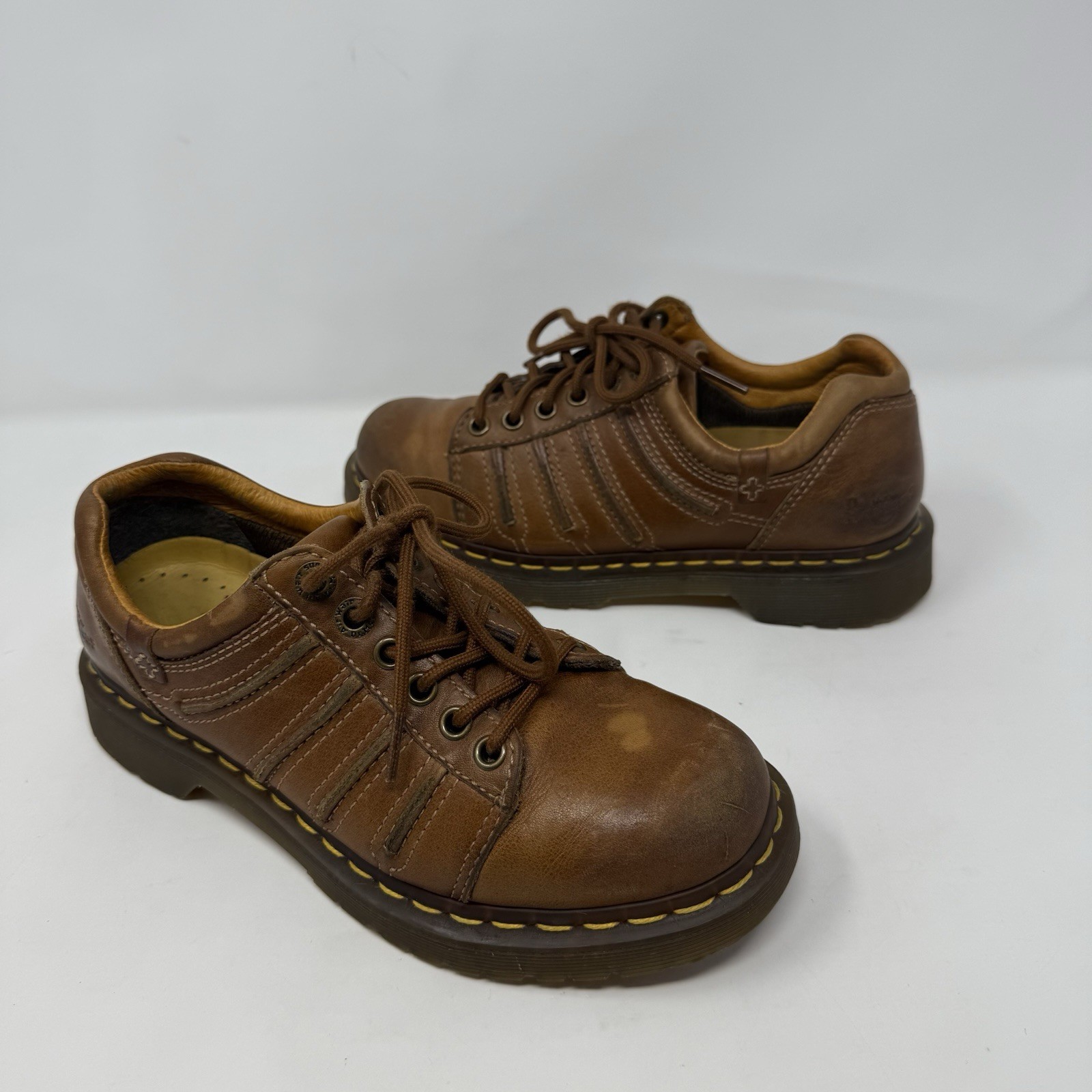 Y2K Dr Martens Chunky Oxford Shoes Brown Leather 12037 Womens Size US 7 UK 5