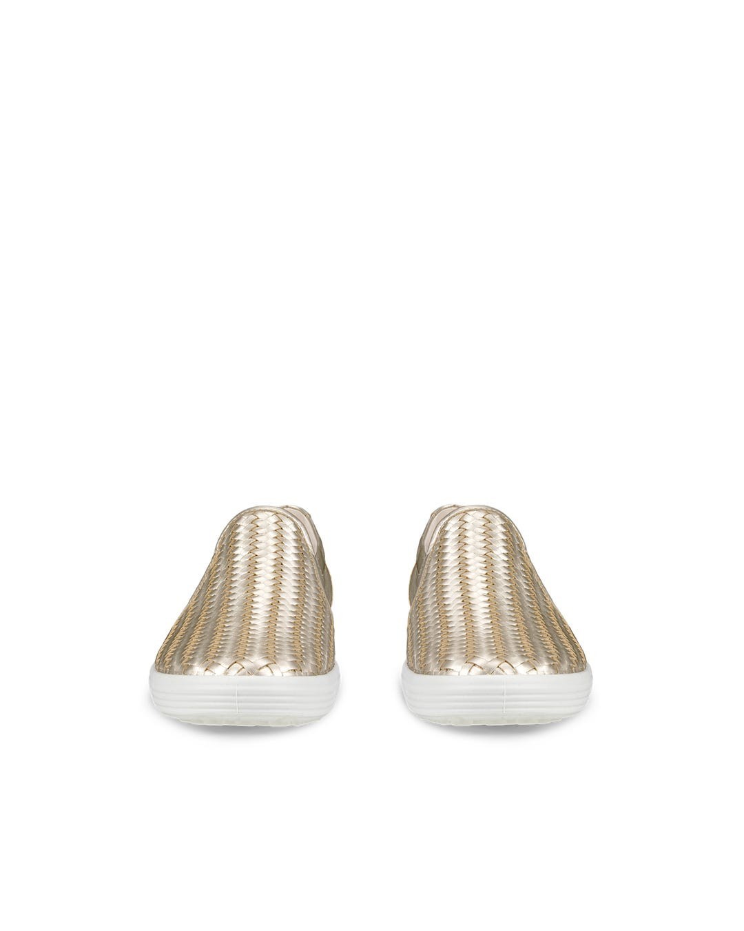 ECCO Soft 7 Shoes Pure White Gold Woven Slip On Loafers EU 39 Women’s 8 – 8.5 US