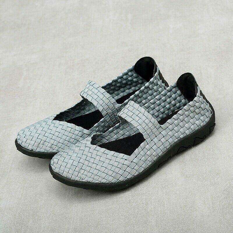 Womens Walking Shoes Slip on Woven Flat Lightweight Fashion Sneakers Weave Girl