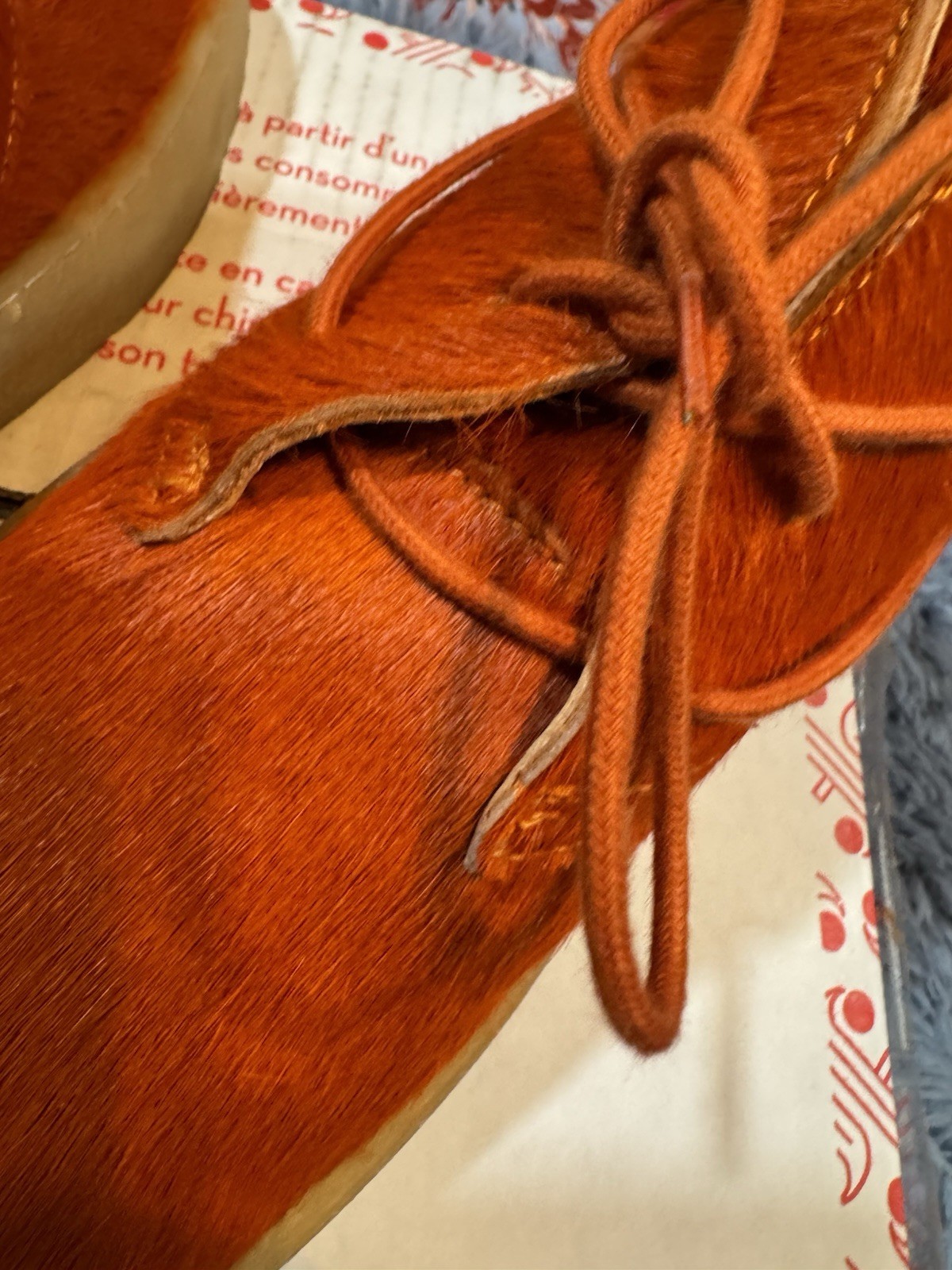Preowned Clarks x Zara Cow Hair Ankle Desert Boots in Orange Size 38