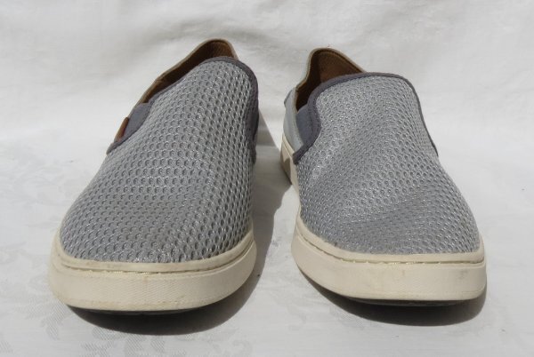 $100 OLUKAI Pehuea US Women’s sz 39.5 9.5 Tapa Gray Slip On Sneakers Shoes Mesh