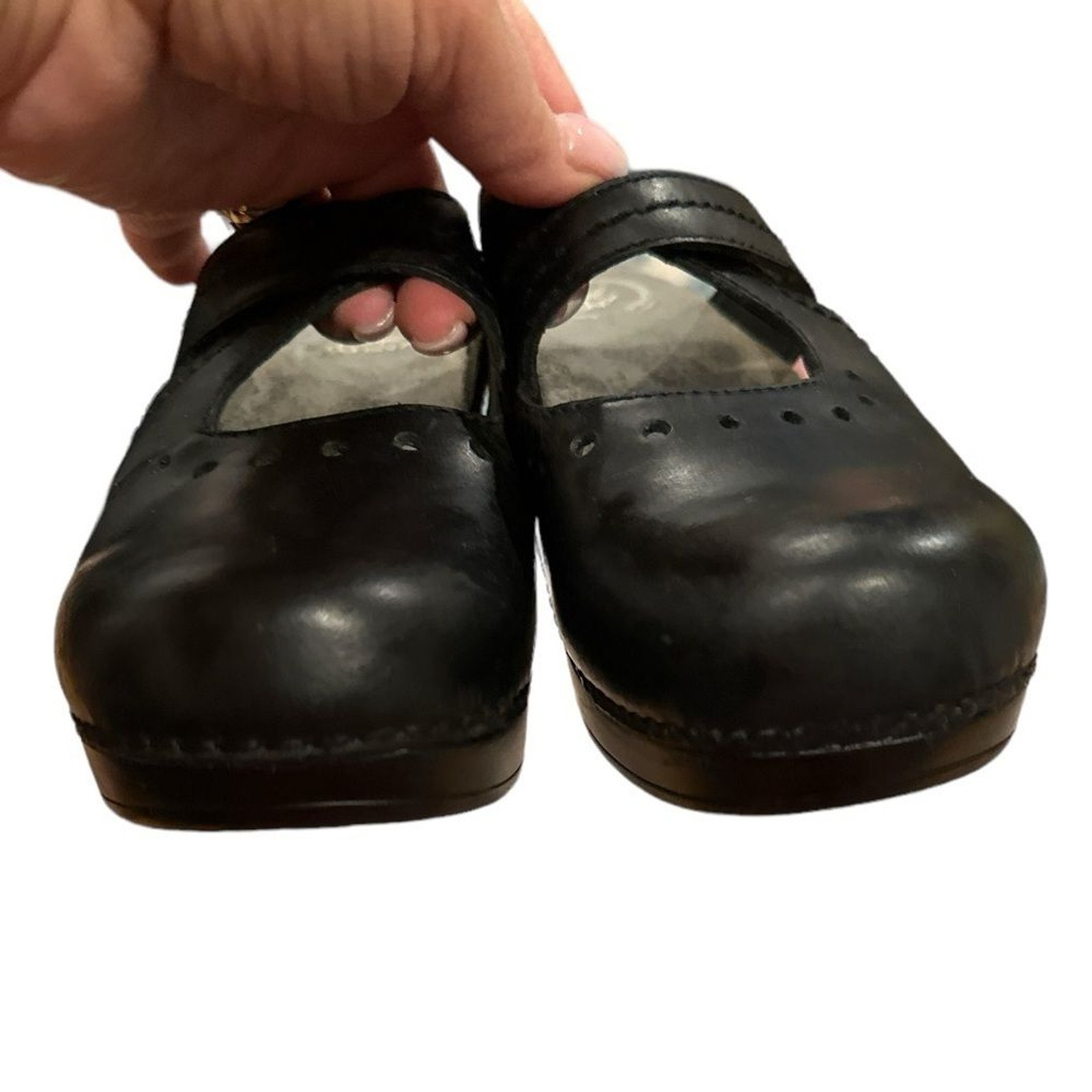 DANSKO BLACK SUSANA CRISS CROSS OVER NURSE PROFESSIONAL LEATHER CLOG SHOES 37