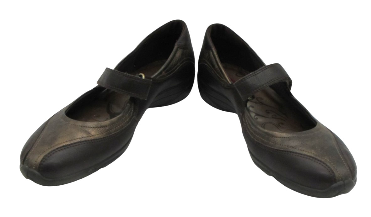 Ecco Cloud Mary Jane Shoe Sz 40 ( 9 – 9.5 ) Loafer Brown & Bronze Leather Flat