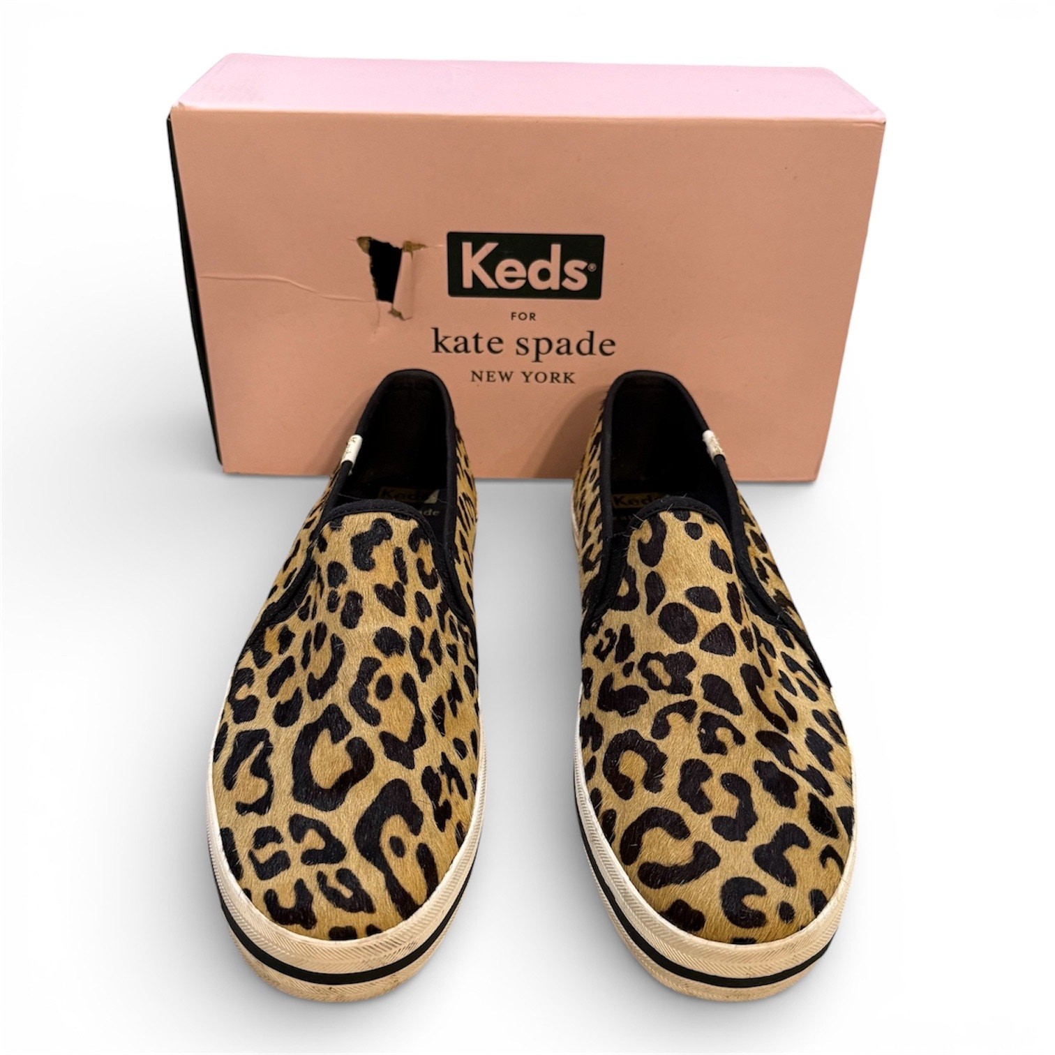 Keds x Kate Spade Sneakers Slip-On Pony Hair Leopard Animal Print Comfortable 10