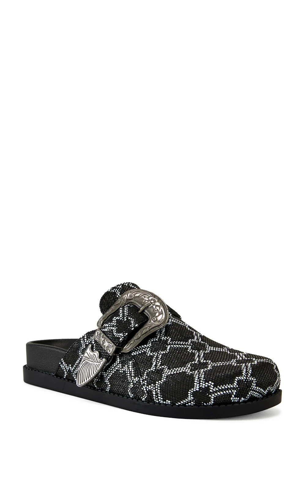 Azalea Wang Informer Black Snake-print Mules/clogs Women Size 6.5 NEW