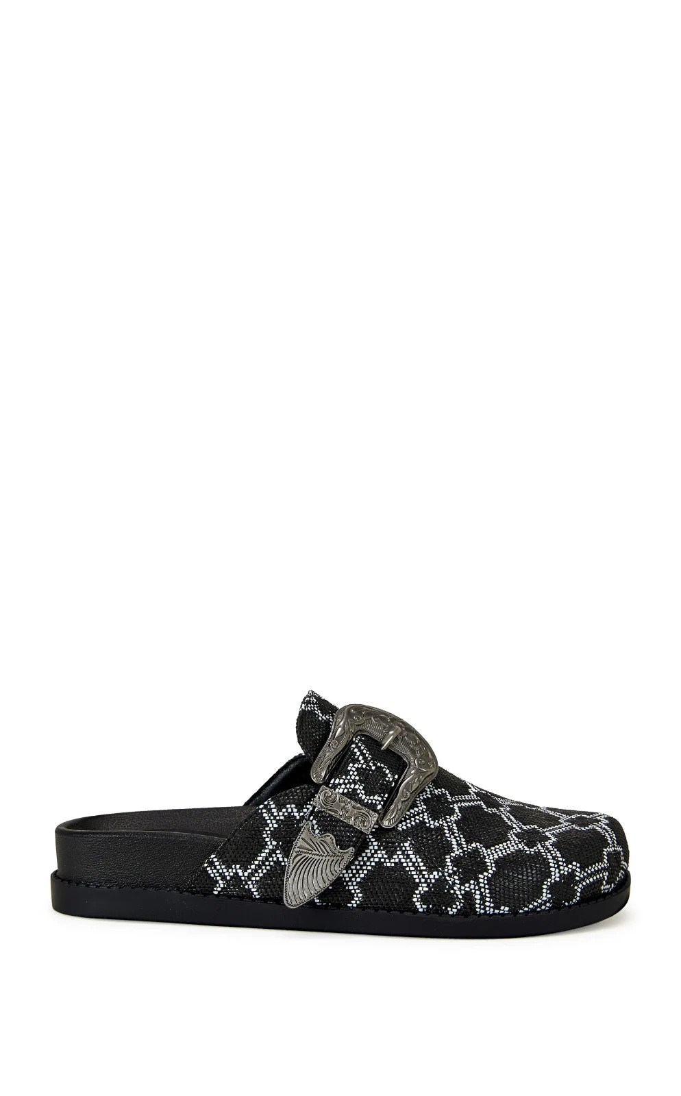 Azalea Wang Informer Black Snake-print Mules/clogs Women Size 6.5 NEW