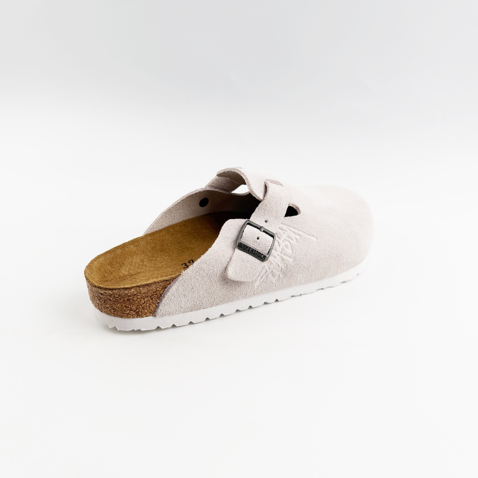 Birkenstock Stussy Boston Clog Bone Suede Leather Unisex Shoes All Size
