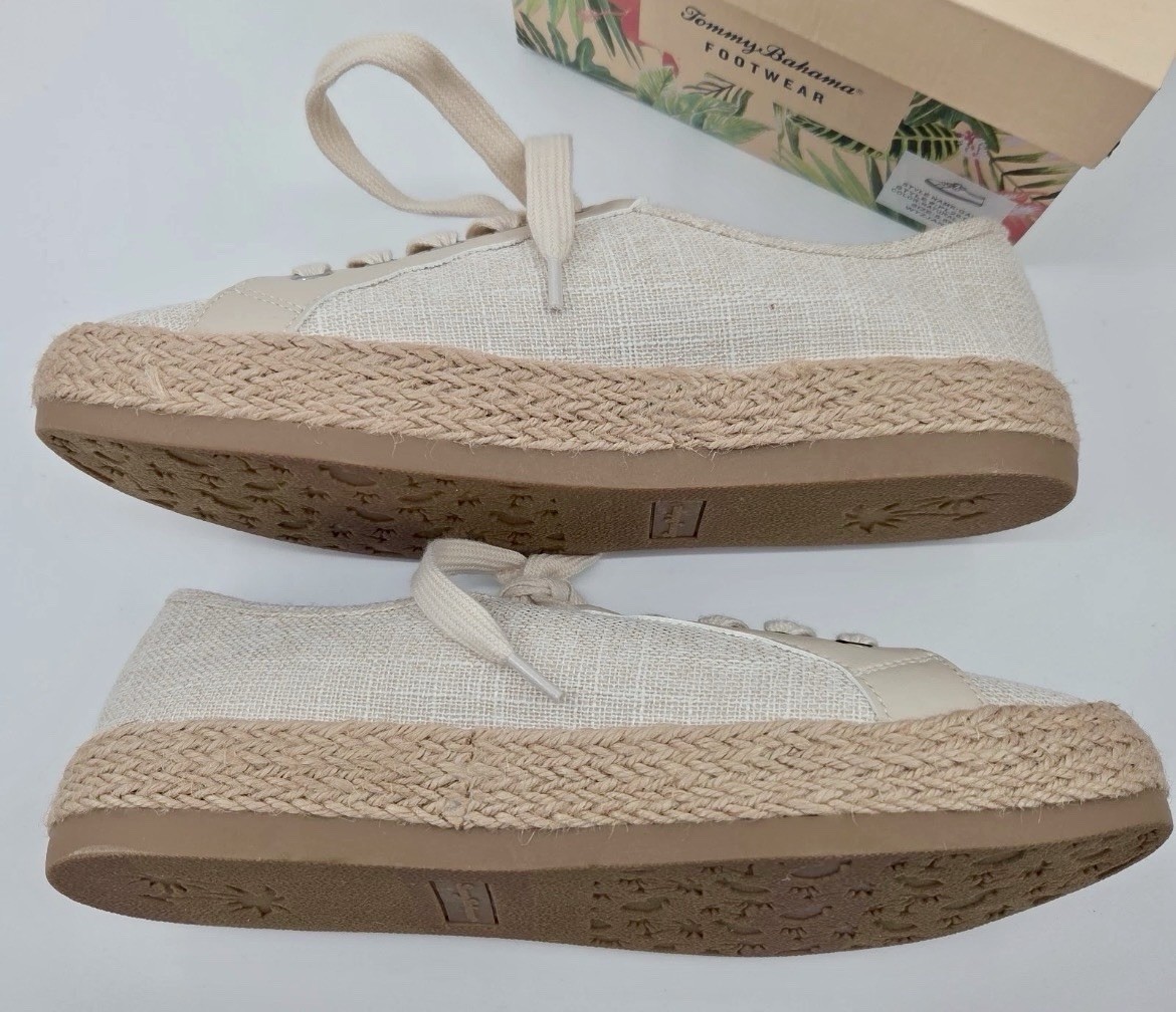 Tommy Bahama Women’s Sneakers 8.5 Natural Linen Gala Espadrille Shoes NWT