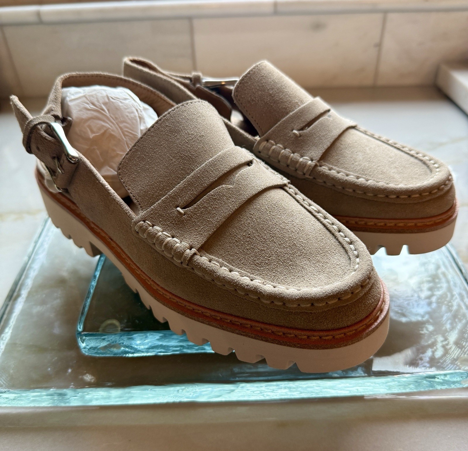 Donald Pliner Women’s Suede Loafers-Sling back-Brand New-size 7.5-no tags or box