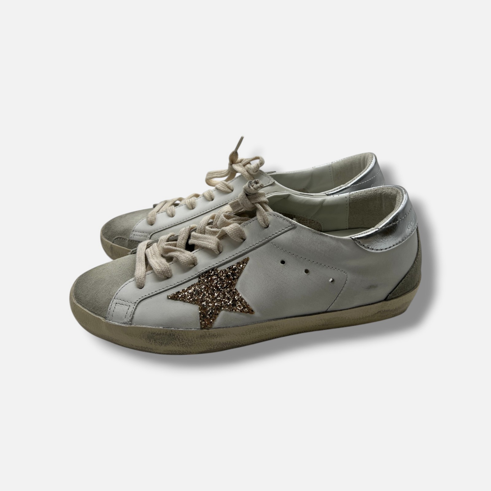 Golden Goose Women’s White Super-Star Low-Top Sneakers Shoes Sizes R:40 L:39