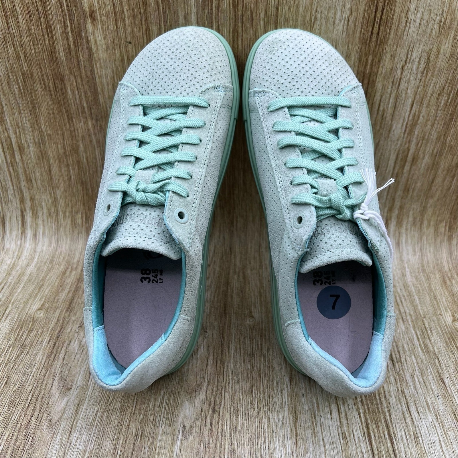 Birkenstock Bend Women’s Size 7 EU 38 Suede Perforated Matcha Green Sneakers NEW