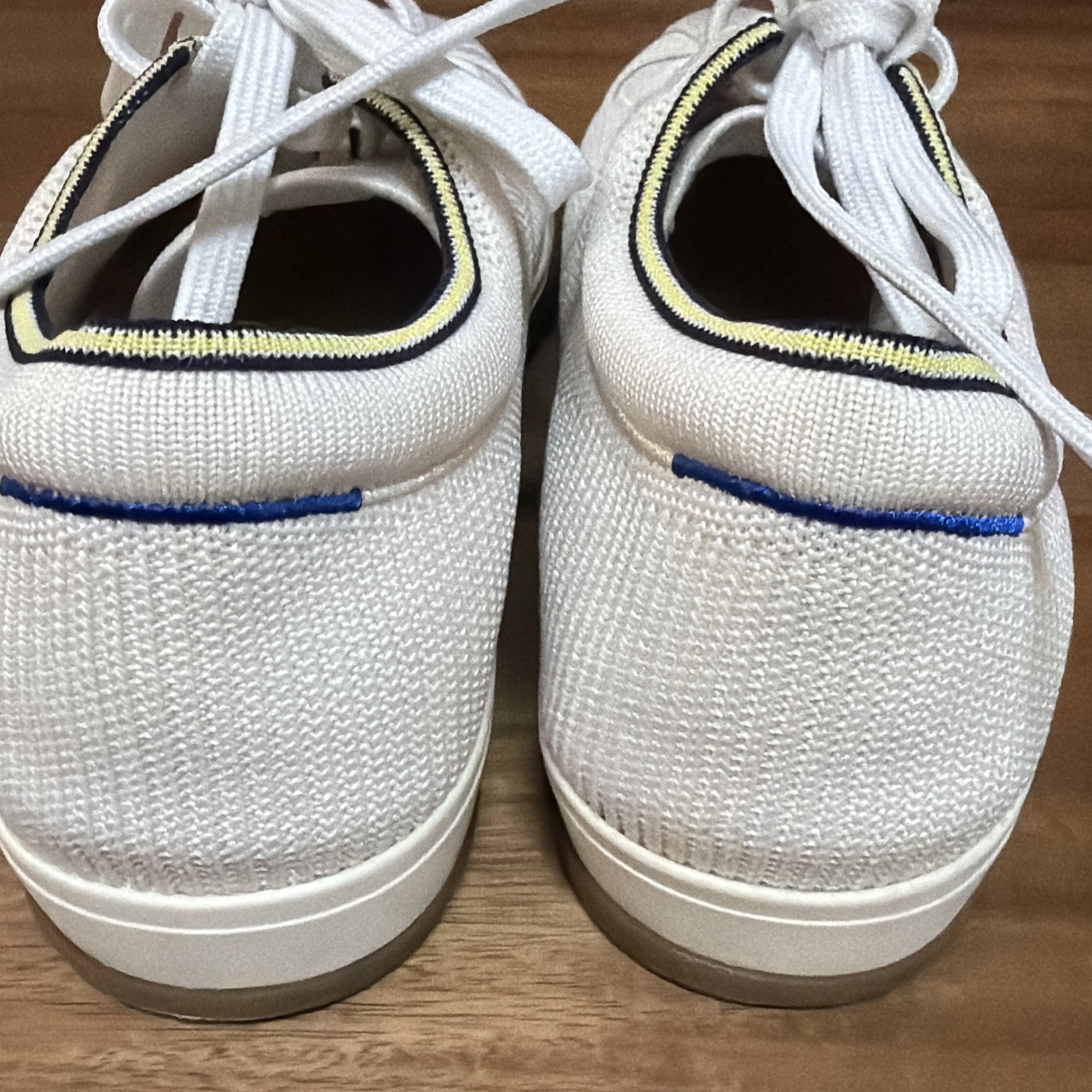 Rothy’s The Lace Up Sneaker Blonde Ivory Knit Comfort Low Top Shoes sz 9 Womens