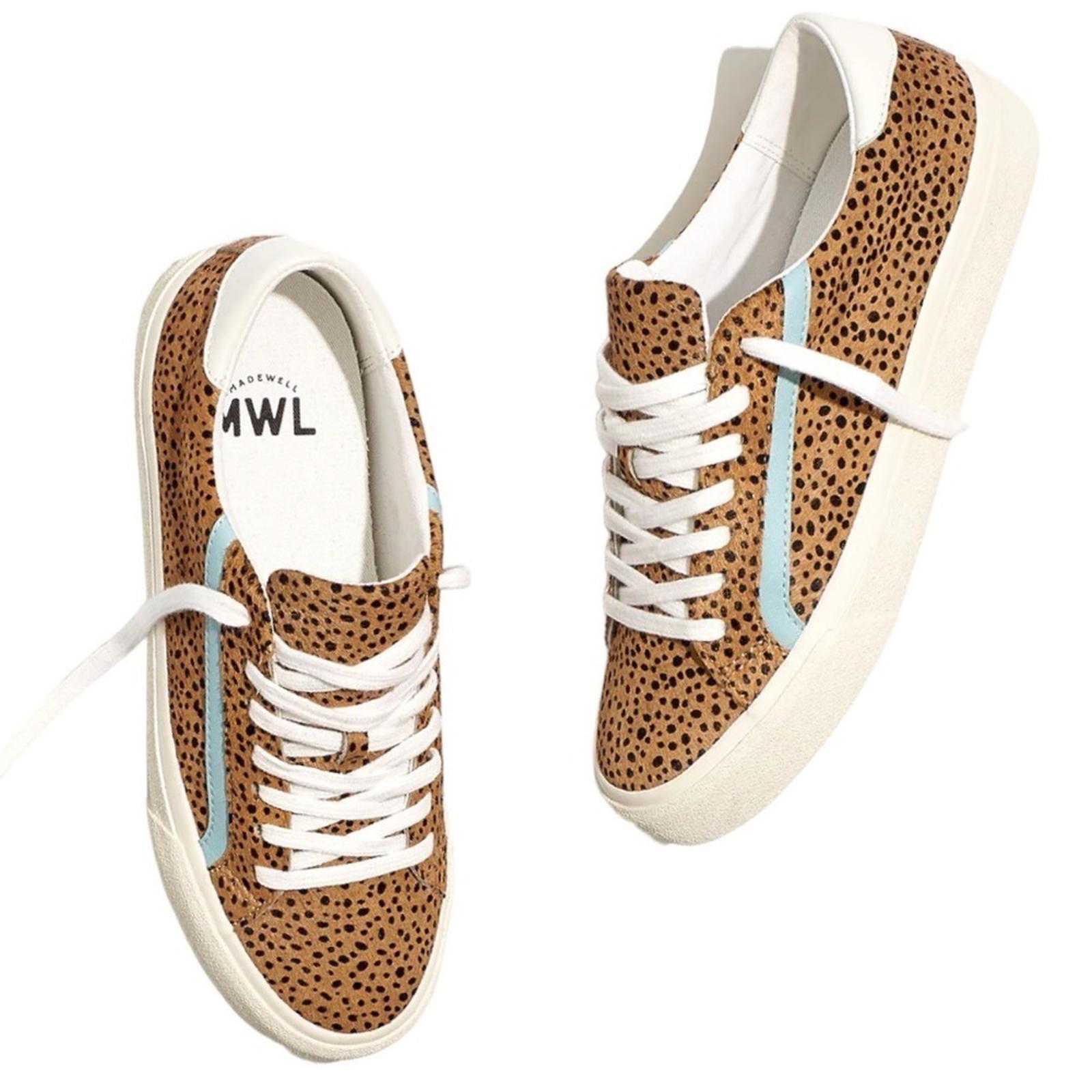 Madewell Sidewalk Low-Top Sneakers in Spotted Calf Hair size 12