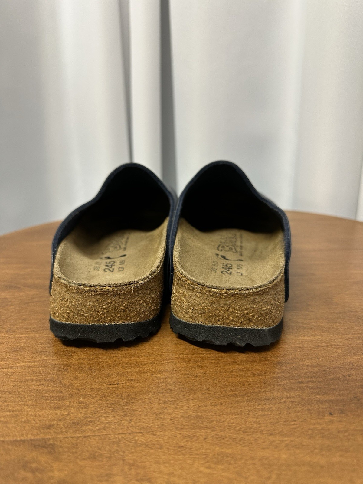 Birki’s Birkenstock Amsterdam Women’s 7 Men’s 5 Navy Blue Suede Flat Clog EUC