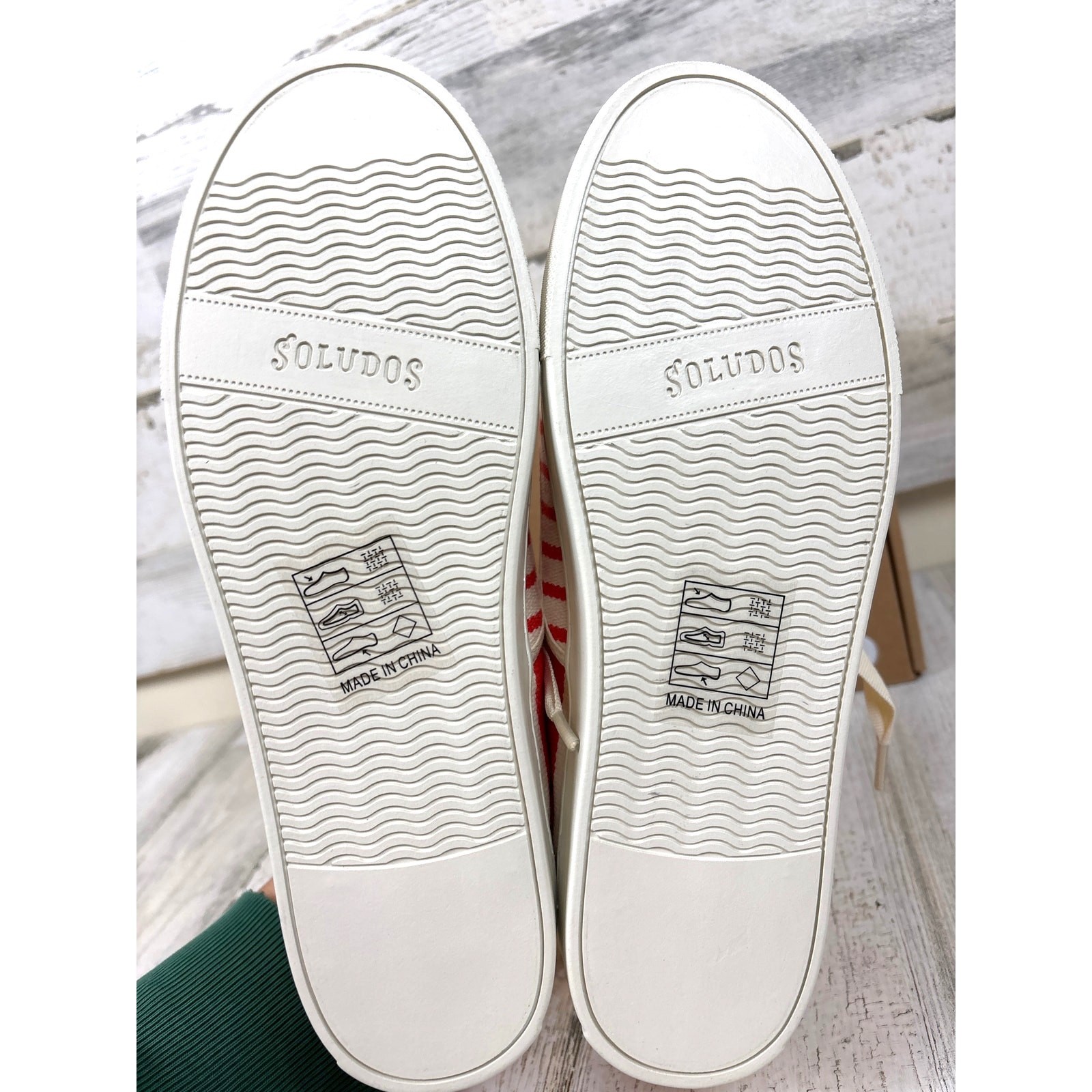 Soludos Womens 8.5 Red White Stripe Marin Platform Sneaker New Lace-up NEW
