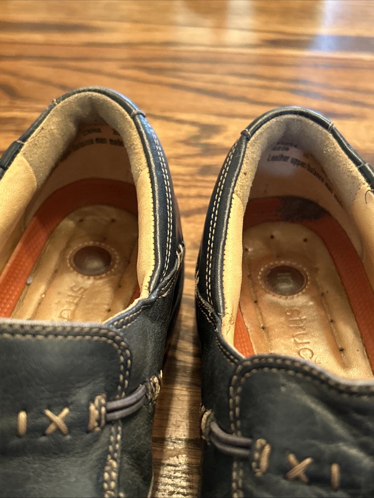 CLARKS Unstructured Women’s 8M Navy Un.Buckle Leather Slip On Loafer Shoe