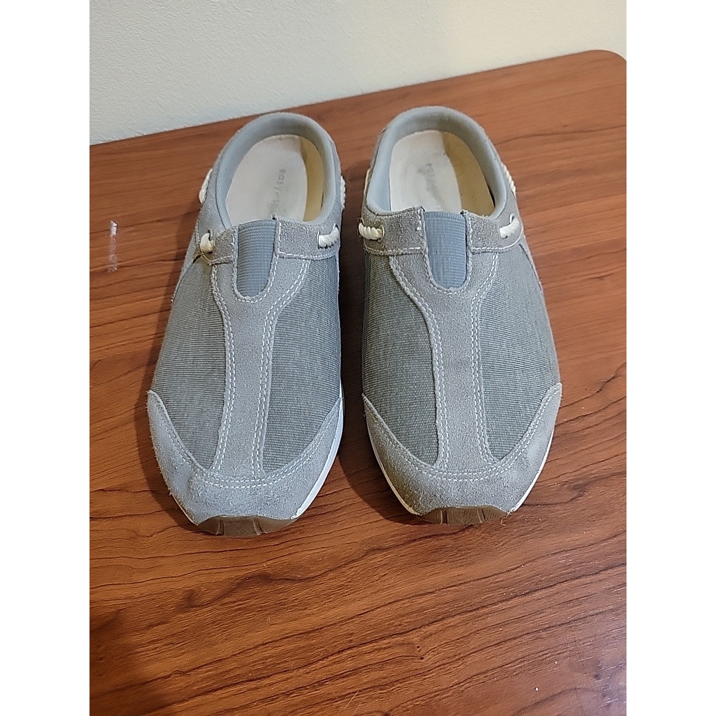 Easy Spirit Traveltime Gray Suede Textile Slip On Mules Clogs Shoes Women Size 7