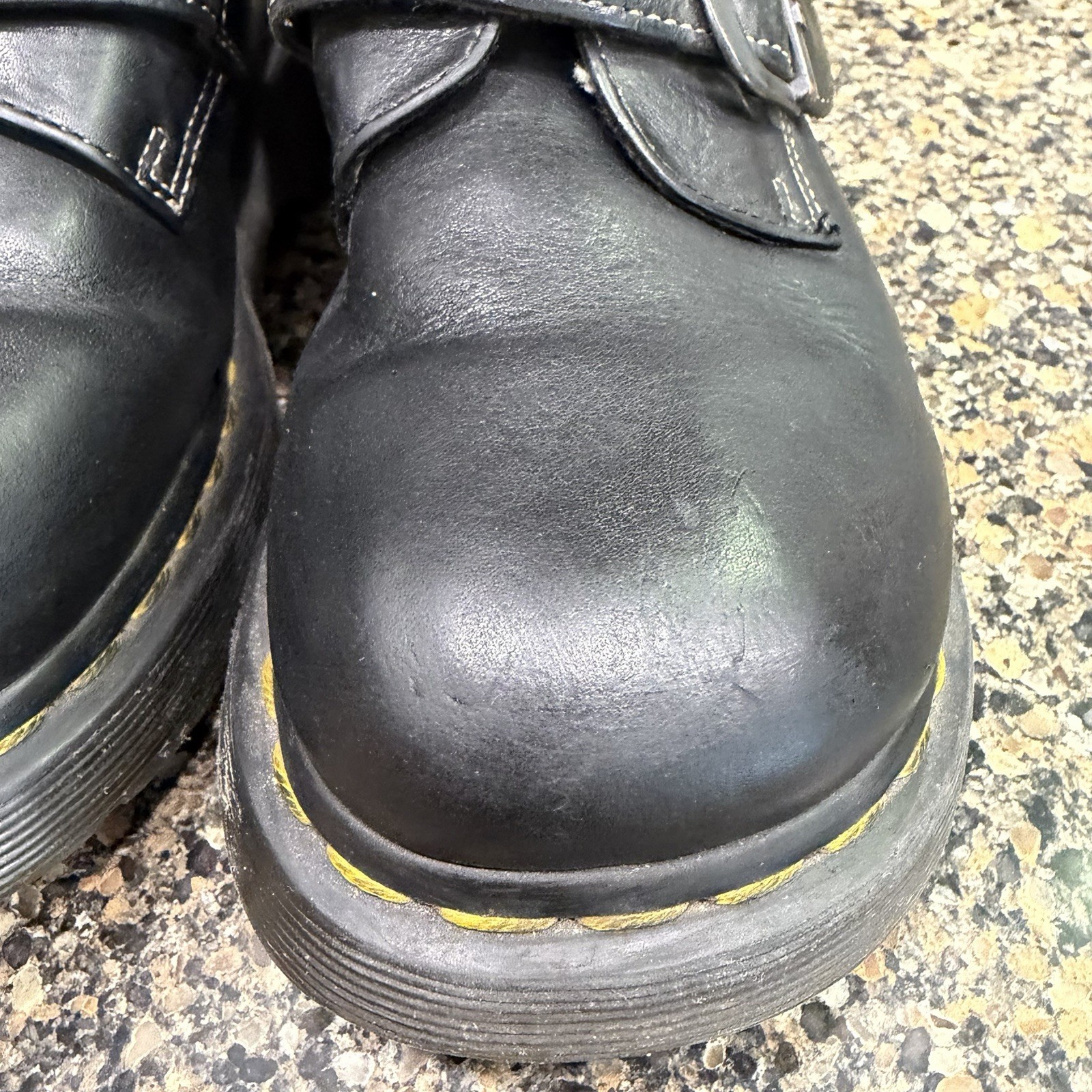 Dr. Martens 3A78 Monk Strap Shoes Women 7 Vintage Leather Contrast Stitch