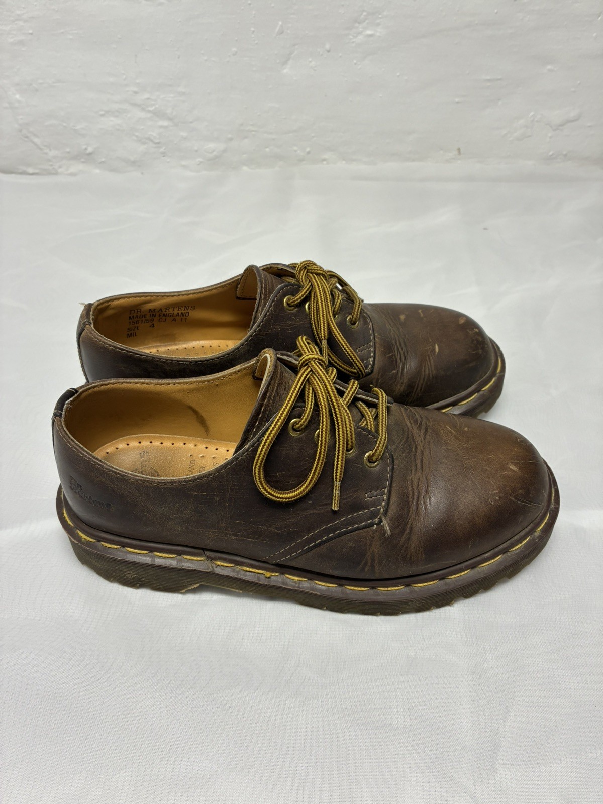 VTG Dr Martens Shoes Womens Size 4 Brown Leather Oxford 1561 Grunge Distressed
