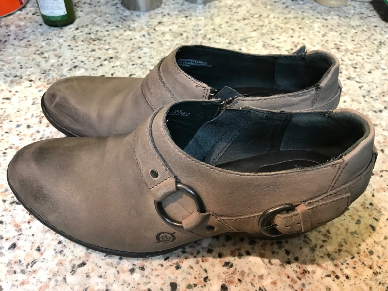 BORN COMFORT SHOES HARNESS BOOTS WOMENS SHOES SIZE 9/40.5 BOOTIES TAN/ombré