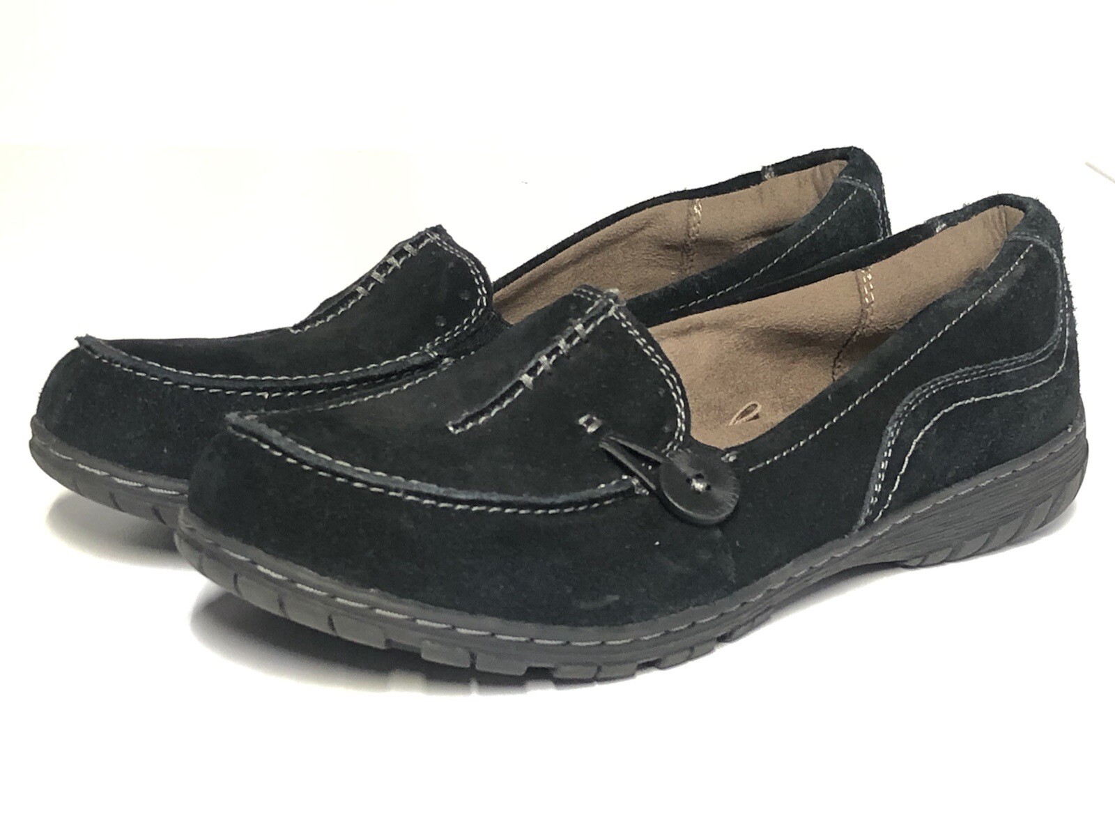 Natural Soul by Naturalizer Womens 9W Black Suede Comfort Loafers Flats